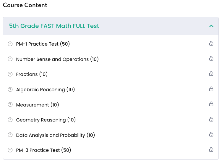 gatorFAST 5th Grade Math Course Content